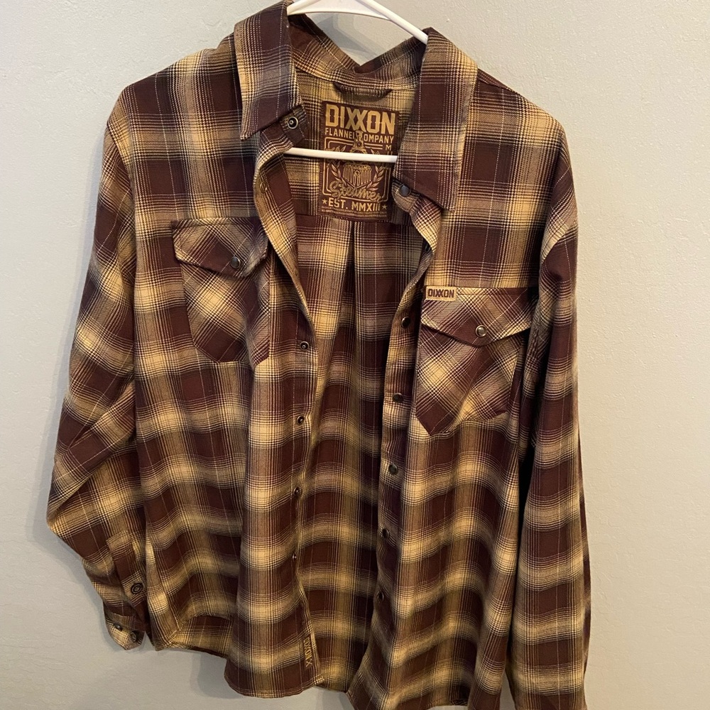 DIXXON Brown Plaid Casual Button Down Shirt